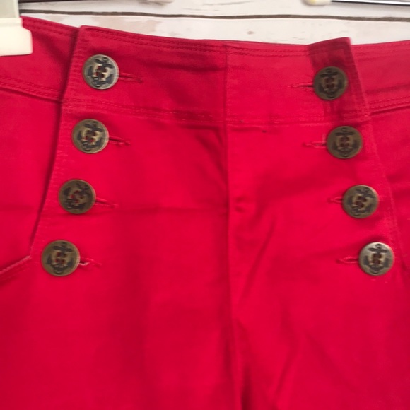 Express • high waist anchor detail red shorts - Picture 2 of 4